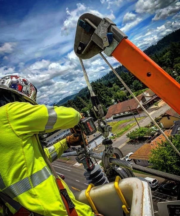 Line worker on the job